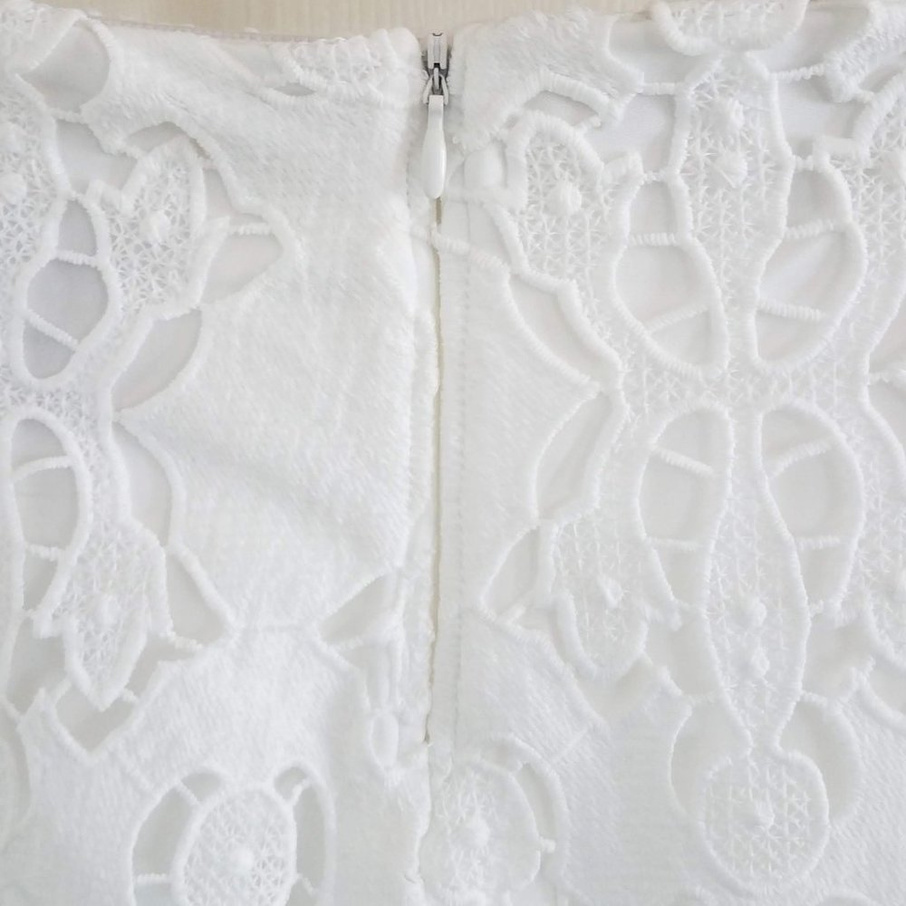 White Floral Print Cutout Pencil Skirt - Picture 6 of 9